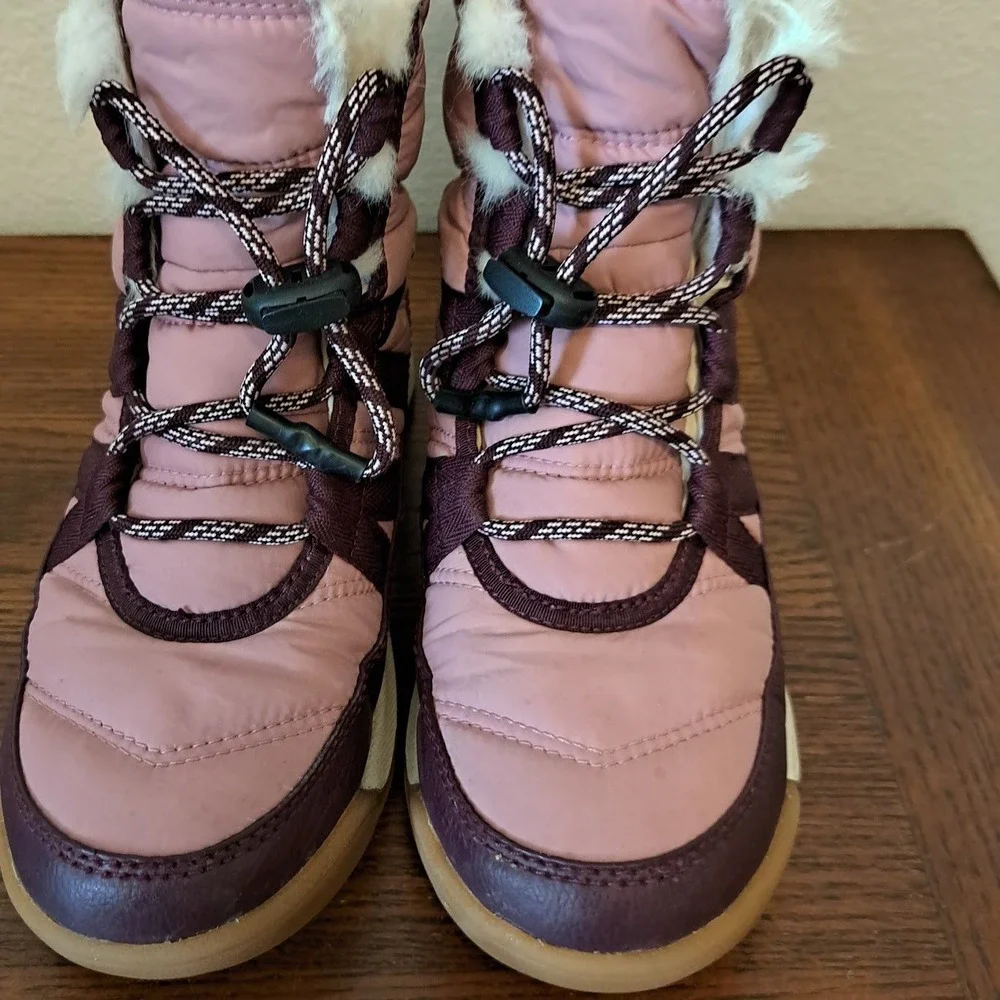 Sorel Whitney II Short Lace Waterproof Pink Plum Winter Boots Kids 3 NY5173-627